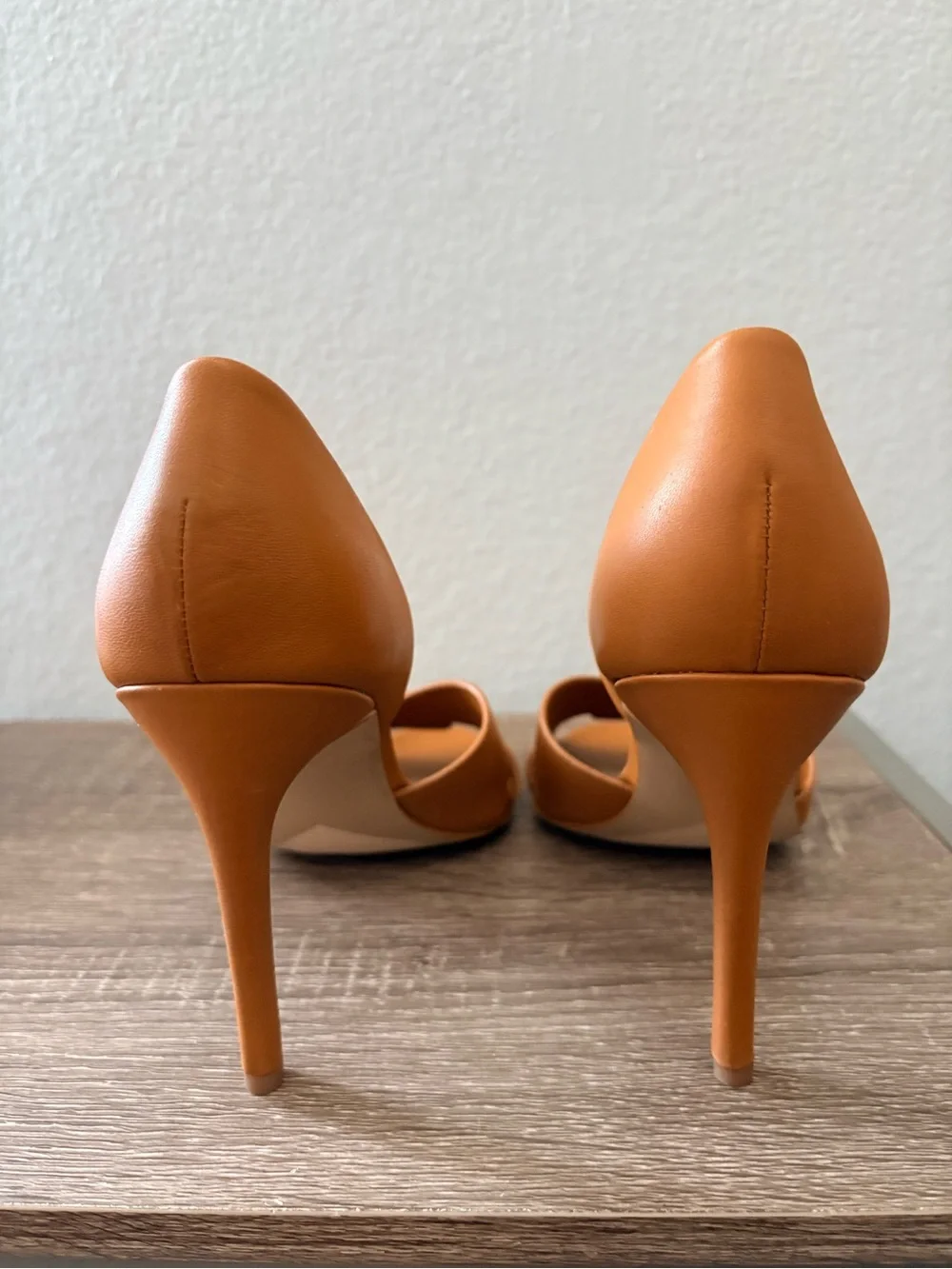 Franco Sarto Cognac Knot-Front Open-Toe Heels